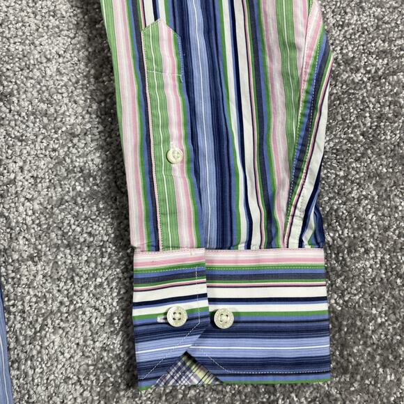 Tailorbyrd Button Up Shirt Mens Large Golf Chunky Stripe Colorful Spring Preppy - Picture 5 of 13